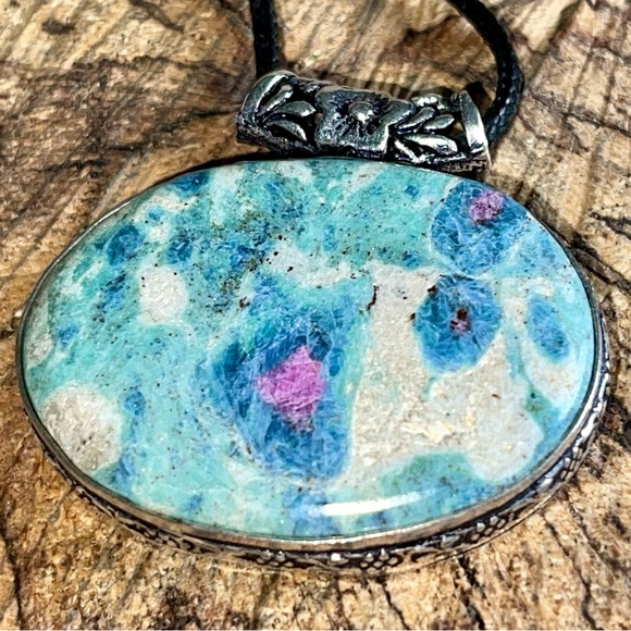 Corundum Ruby Fuchsite Pendant 1 1/2”x 1 7/8” - Picture 9 of 14